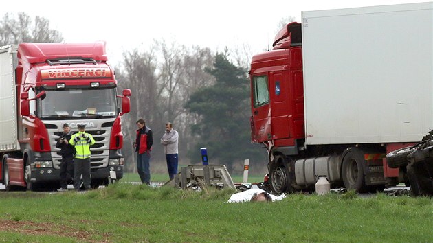 Tragick nehoda dodvky s kamionem u Lubence na Lounsku si vydala ti lidsk ivoty. (25. bezna 2014)