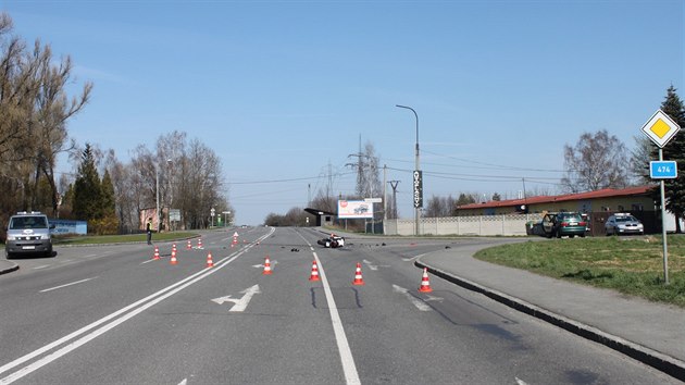Pohled na msto nehody v obci Horn Such na Karvinsku.
