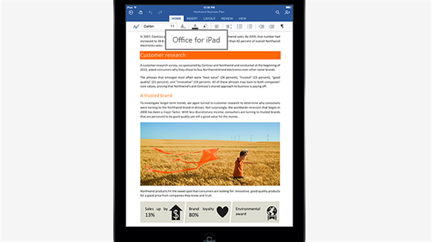 Microsoft oficiln pustil Office na iPad.