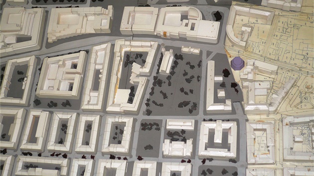 Model pestavby centrální ásti Smíchova (mezi Stroupenického ulicí a