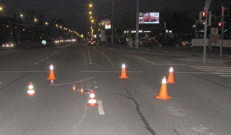 Místo v Ostrav-Porub, kde nepozorný idi tce zranil chodce. (30. bezna...