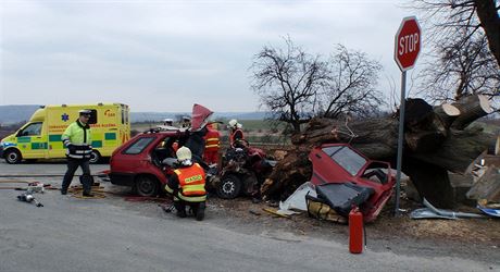 V beznu 2013 zemel po nrazu do stromu v kiovatce u Rataj padestilet...