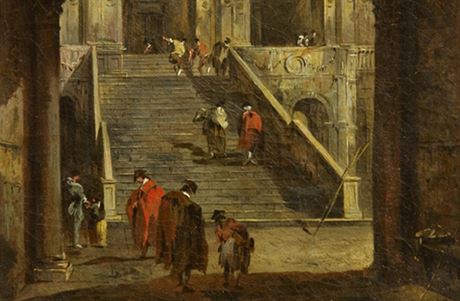 Benátský malí Francesco Guardi namaloval Palácové schodit v 18. století.