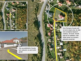 MAPKA: Situace v okol domu zavradnho podnikatele Romana Housky. (mapa: