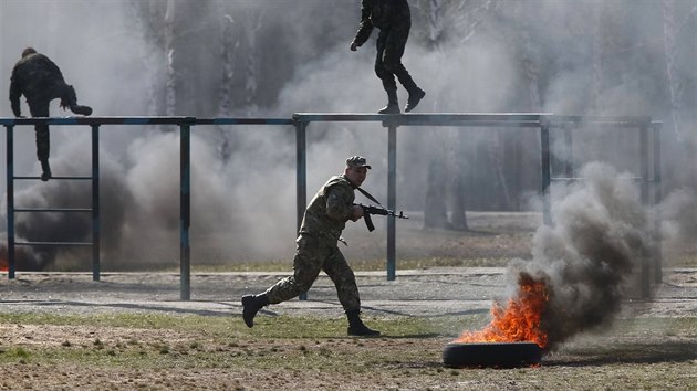 Revolucioni z Majdanu podstupuj vojensk vcvik (29. bezna 2014)