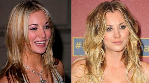 Kaley Cuoco v roce 2003 a v roce 2014. Poprsí si nechala zvtit v roce 2004.