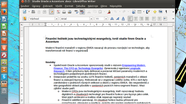 Modern rozhran Ribbon u Libre Office samozejm neekejte, uspodn nstroj m klasick vzhled.