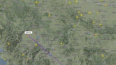 Snímek letové trasy SVA179 saudskoarabských aerolinií do Frankfurtu v úterý 8.... Snímek letové trasy SVA179 saudskoarabských aerolinií do Frankfurtu v úterý 8....