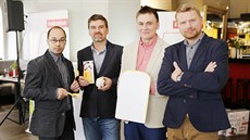 Na snímku jsou zleva designéři Tescomy Martin Koval, David Veleba, František... Na snímku jsou zleva designéři Tescomy Martin Koval, David Veleba, František...