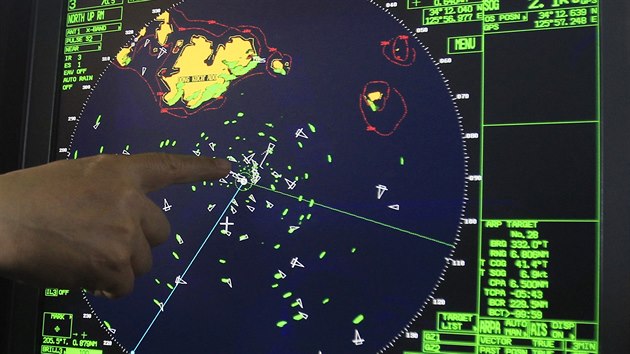 Radar ukazujc polohu ztroskotanho trajektu (17.dubna 2014)