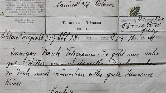 Na zmku v Nmti maj uschovan originly telegram, kter rodina Haugwitz dostala od arcivvody a jeho eny. Tento ofie poslala
svmu choti do Nmt 18. ervna 1914.
