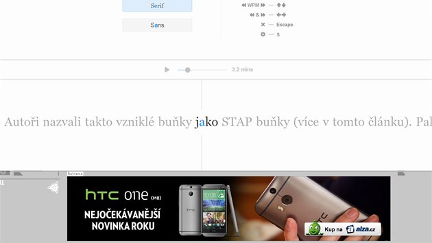 Nastaven bookmarkletu Squirt.io umouje vybrat patkov, i bezpatkov psmo a ukazuje pehled klvesovch zkratek. Na ve sta mezernk a kurzorov ipky.