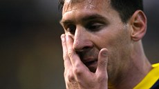 Lionel Messi z Barcelony je zklamaný z poráky ve finále panlského poháru.