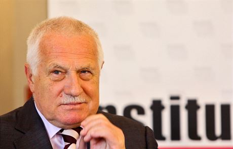 Exprezident Václav Klaus na brífinku k desátému výroí vstupu eska do Evropské...