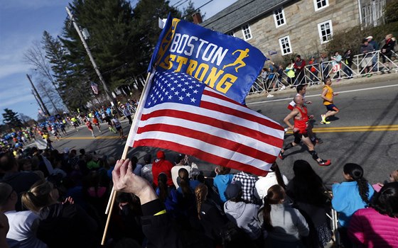 Momentka z Bostonského maratonu. 