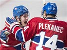 Tom Plekanec a Brendan Gallagher se raduj z glu Montrealu. 