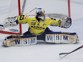 ALE BRNO SE NEVZDALO. Branká Libor Kaík se natahuje po steleckém pokusu...