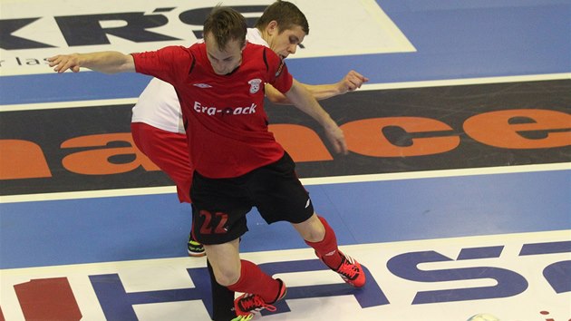 Semifinle futsalov ligy EraPack Chrudim (erven) - Benago Praha.