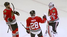 VÝBORNĚ. Brankář Corey Crawford z Chicaga vychytal nulu a sklízí chválu VÝBORNĚ. Brankář Corey Crawford z Chicaga vychytal nulu a sklízí chválu