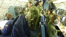 Útroby speciálního letounu OC-135B bhem pozorovacího letu nad Ruskem