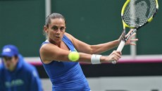 SOUSTEDNÍ. Roberta Vinciová v semifinále Fed Cupu v souboji proti eským