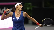 Francouzská tenistka Caroline Garciaová v baráži Fed Cupu proti USA. Francouzská tenistka Caroline Garciaová v baráži Fed Cupu proti USA.