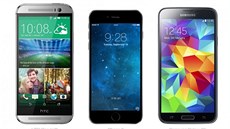 HTC One M8, iPhone 6 a Galaxy S5 (srovnání rozmr)