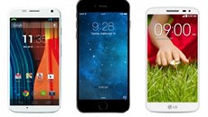 Moto X , iPhone 6 a LG G2 mini (srovnání rozmr)