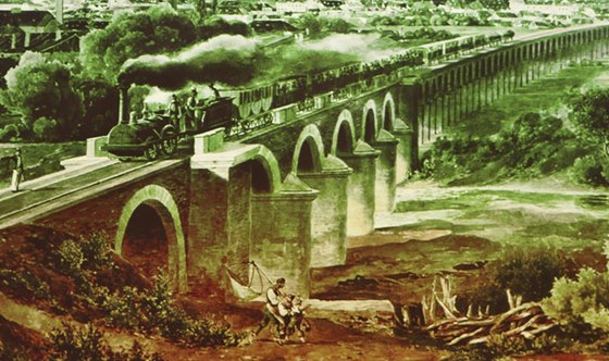 Souástí Severní dráhy císae Ferdinanda byl viadukt v úseku Beclav - Brno....