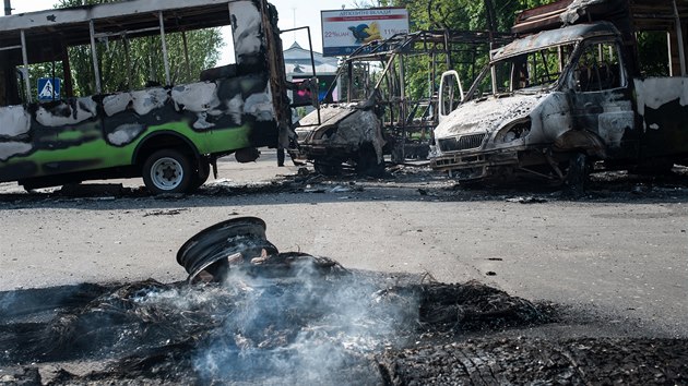 Stety separatist a ukrajinskch ozbrojench sil za sebou nechaly spou v Kramatorsku (3. kvtna)