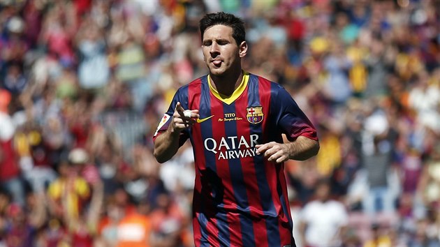 Lionel Messi si vychutnv trefu proti Getafe.