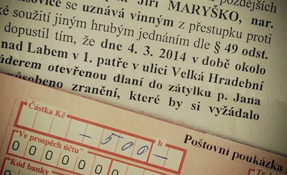 Herec Jií Maryko dostal za facku radnímu pokutu 500 korun.