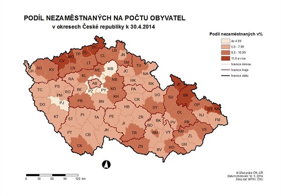 Mapa k nezamstnanosti.