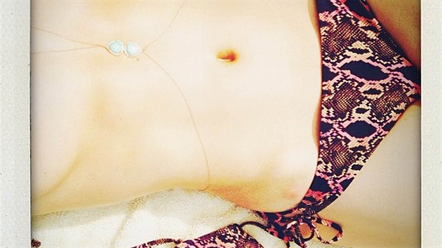 Ploch bko modelky Rosie Huntington-Whiteley - typick ukzka toho, co na Instagramu hledaj vyznavaky "thinspiration".