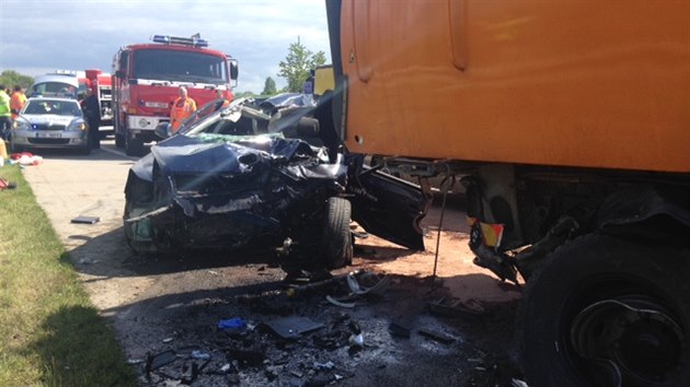 Ptapadestilet idi narazil na D1 u Beneova do vozidla drby, nehodu nepeil (14.5.2014)