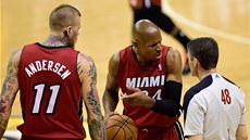 Ray Allen z Miami si nco vysvtluje s rozhodím. 