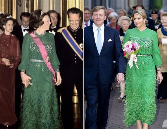 Nizozemská královna Beatrix v roce 1981 a souasná královna Máxima v roce 2014