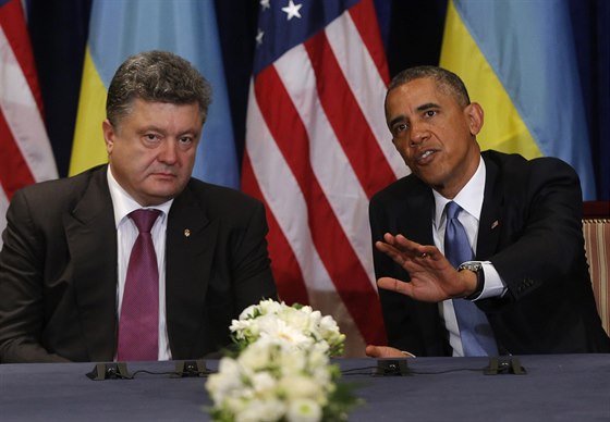 Americký prezident Barack Obama a erstv zvolený prezident Ukrajiny Petro...