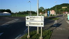 Odboka z rakouské dálnice na slovinskou objíku
