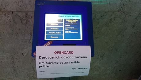 Systém vydávání nových karet Opencard nefungoval v pondlí více ne tyi hodiny