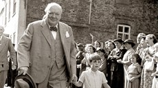Nicholas Soames se svým ddekem Winstonem Churchillem v roce 1952.