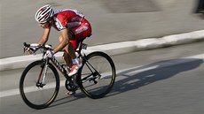 Slovinský cyklista Simon Špilak v úniku. Slovinský cyklista Simon Špilak v úniku.