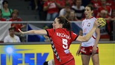 Kateina Keclíková na sedmice v utkání proti Polsku. 