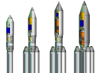 Zleva: Angara 1.2, Angara A3, Angara A5, Angara A7