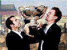 2012. Vtzov Davis cupu. Tom Berdych a Radek tpnek s panoramatem Hradan...