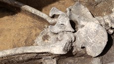 Nález lidské kostry na Zelném trhu v Brn z doby bronzové. Ostatky nalezli...