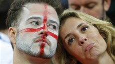 Zklamaní anglití fanouci bhem zápasu na mistrovství svta proti Uruguayi.