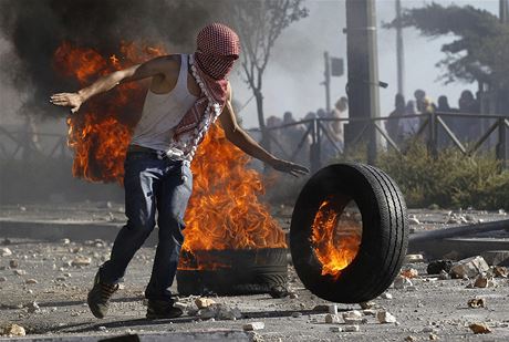 Protesty Palestinc v jeruzalémské tvrti uafát (3. ervence 2014)