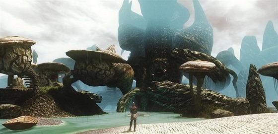 Ilustraní obrázek z projektu Skywind, který pedlává svt Morrowindu do hry Skyrim.