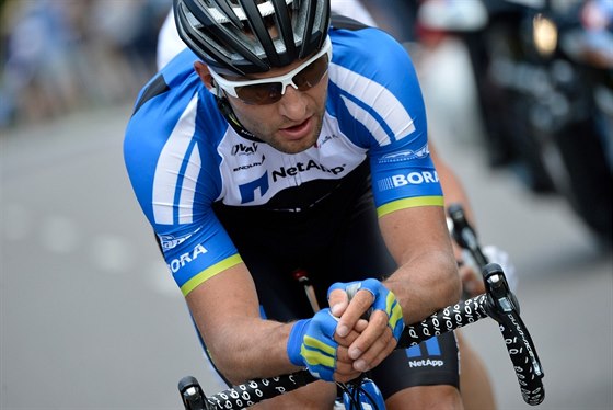 eský cyklista Jan Bárta bhem dlouhého úniku bhem tetí etapy Tour de France.